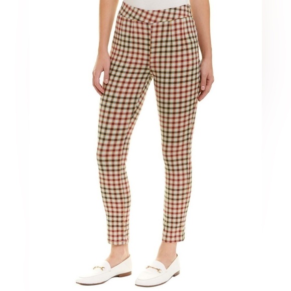 Free People Ella Kick Skinny Plaid Pull On Pants - Picture 2 of 7